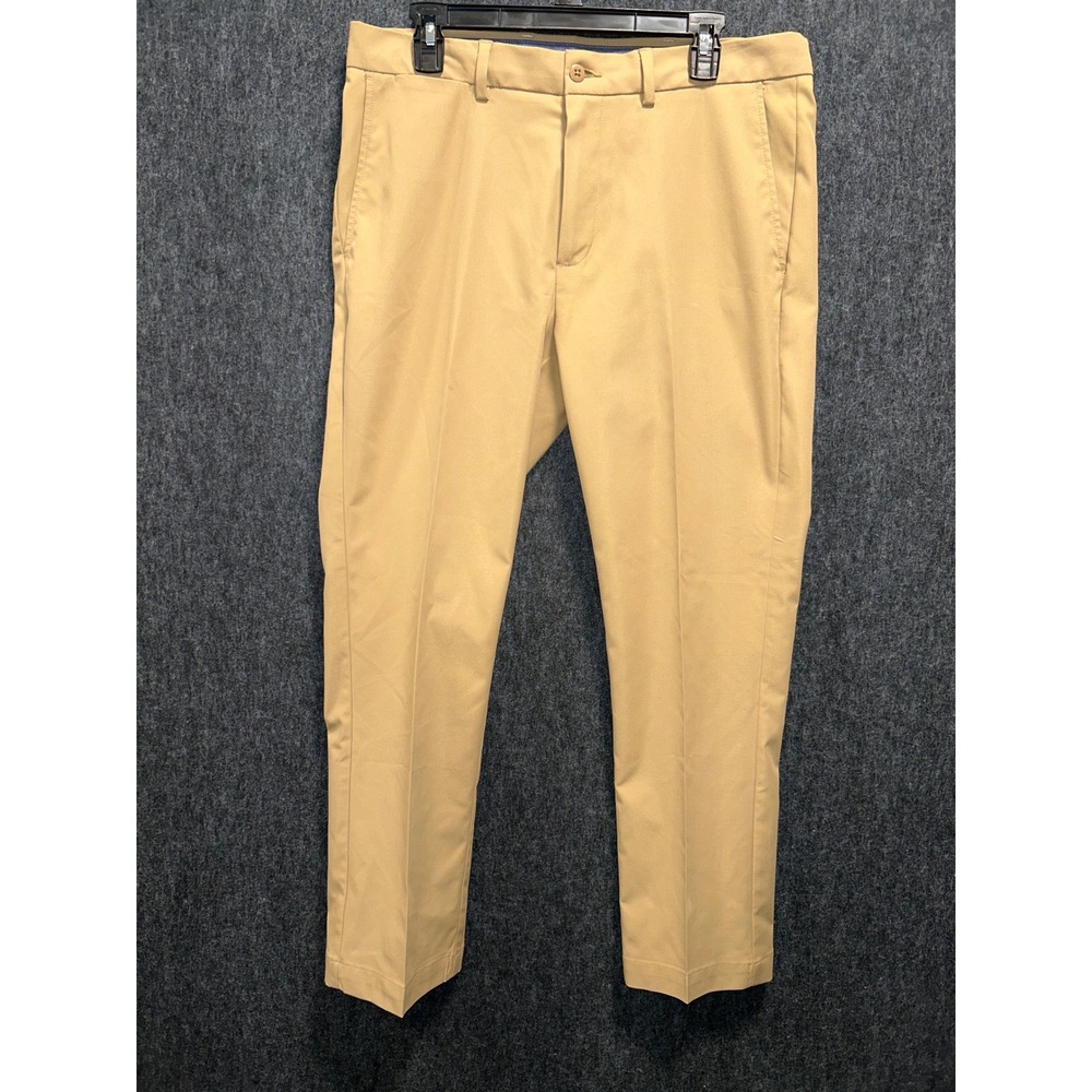 Cremieux Performance Chino Pants Mens 34x30 Khaki Tan Flat Front Straight